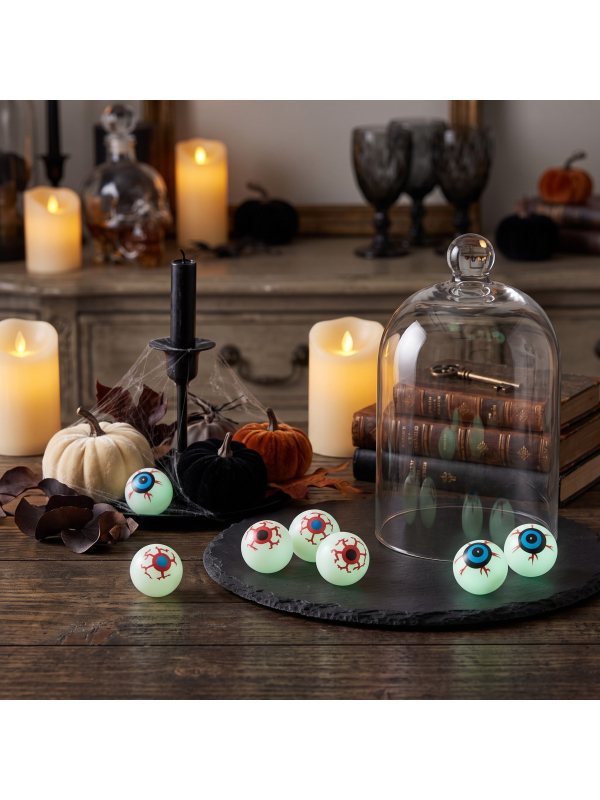 Faux yeux Halloween phosphorescents 4 cm – Lot de 6