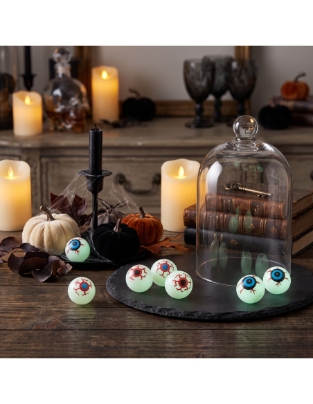 Faux yeux Halloween phosphorescents 4 cm – Lot de 6