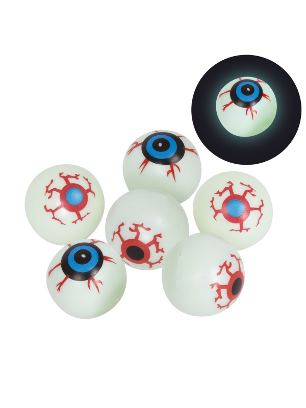 Faux yeux Halloween phosphorescents 4 cm – Lot de 6