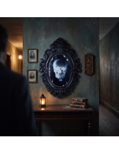 Miroir hanté squelette Halloween 33 cm – Son et lumière