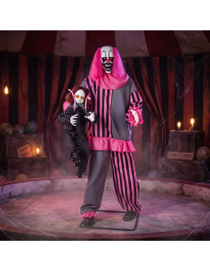 Automate clown Halloween avec poupée 182 cm – Son et lumière