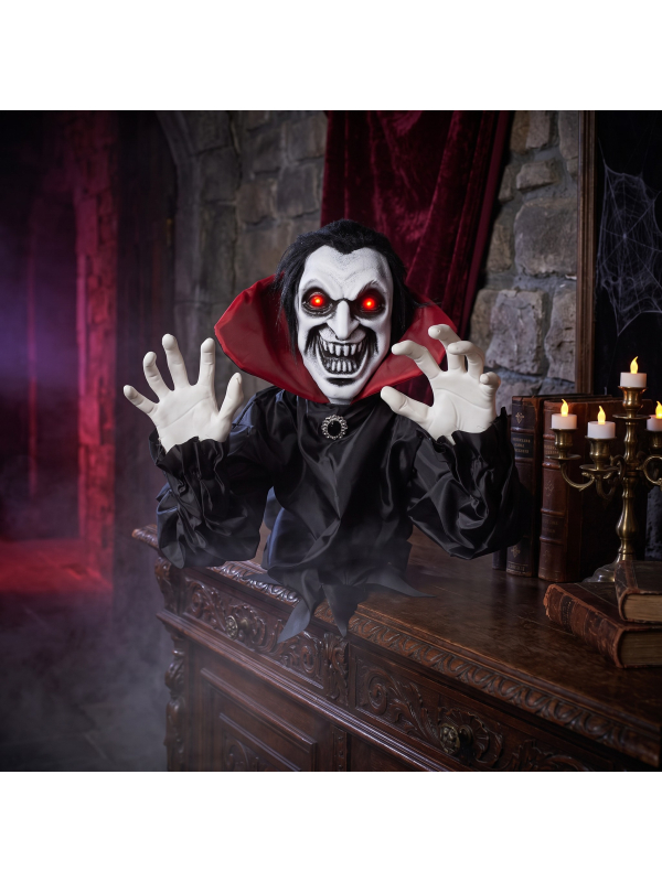 Automate vampire bondissant Halloween 40 cm – Son et yeux rouges