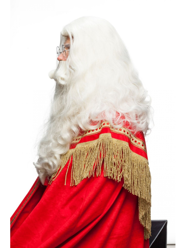 Ensemble Père Noël haute qualité avec perruque, barbe et moustache profil