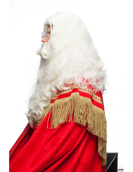 Ensemble Père Noël haute qualité avec perruque, barbe et moustache profil