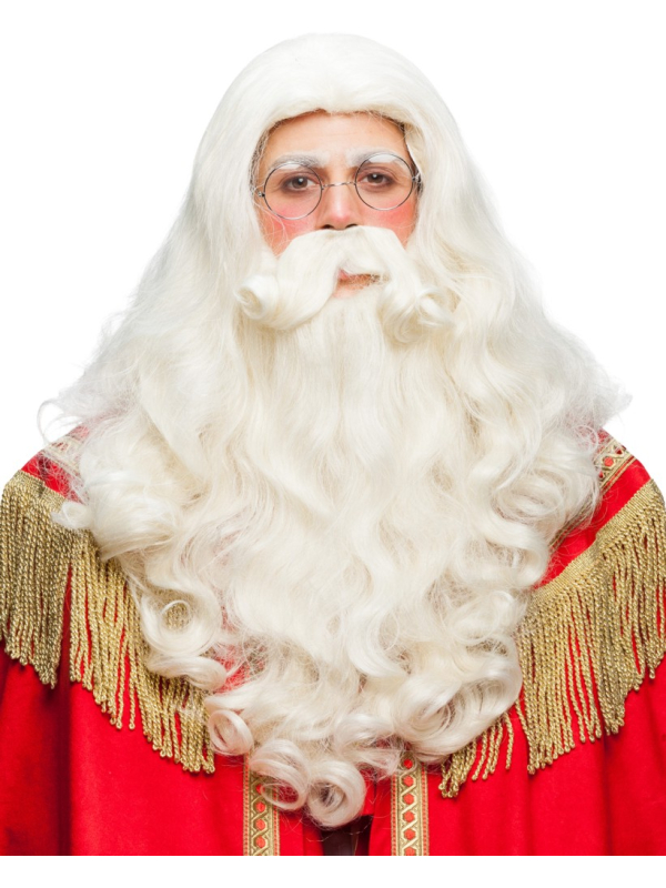 Ensemble sant-nicolas haute qualité avec perruque, barbe et moustache face