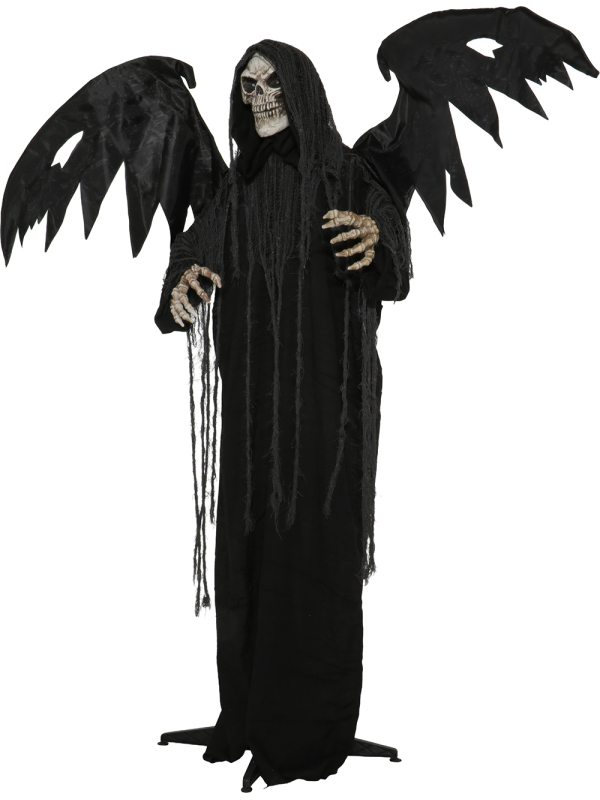 Faucheuse squelette ailée Halloween 170 cm avec son et lumière