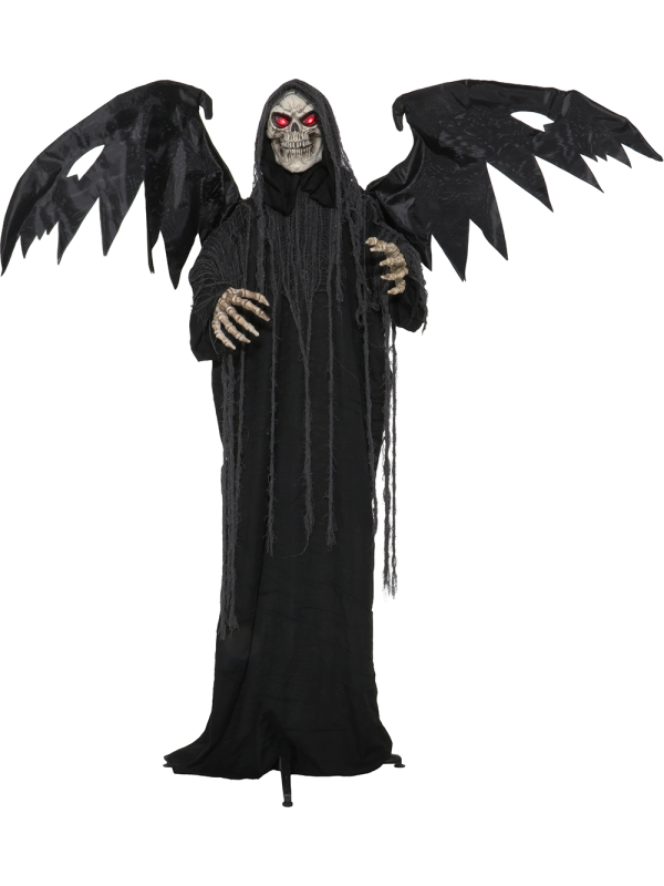 Faucheuse squelette ailée Halloween 170 cm avec son et lumière