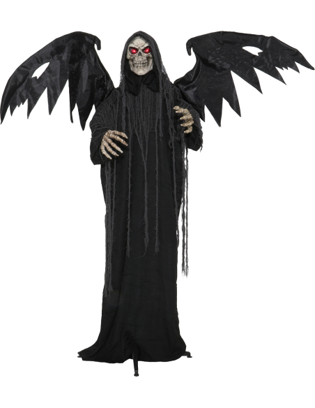 Faucheuse squelette ailée Halloween 170 cm avec son et lumière