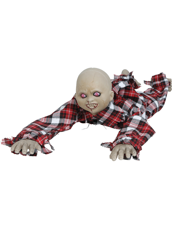 Automate enfant zombie rampant Halloween 90 cm – mouvement, son et yeux lumineux
