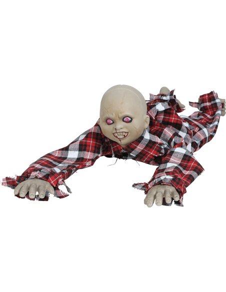 Automate enfant zombie rampant Halloween 90 cm – mouvement, son et yeux lumineux
