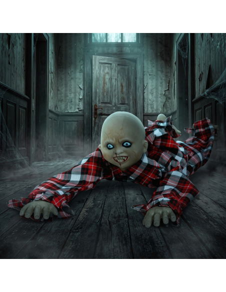 Automate enfant zombie rampant Halloween 90 cm – mouvement, son et yeux lumineux
