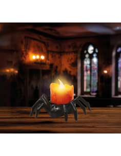 Mini bougie LED araignée Halloween noire et orange – 9 x 6 cm 2