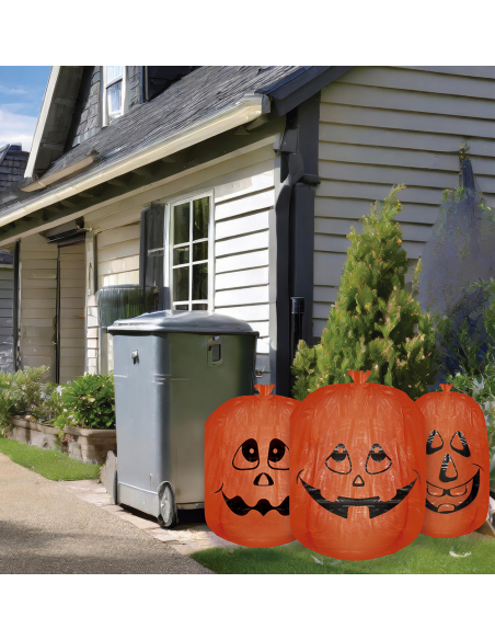 Lot de 3 sacs citrouille Halloween à remplir de feuilles – 60 et 90 cm