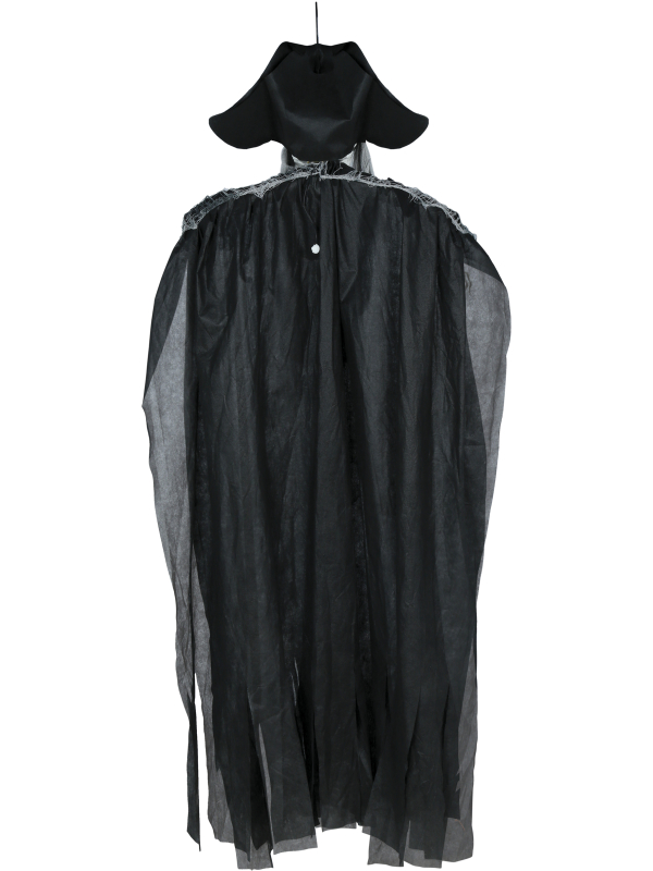 Squelette pirate suspendu Halloween 185 cm – son, lumière et mouvement