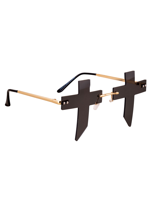 Lunettes gothiques noires à croix pour adulte