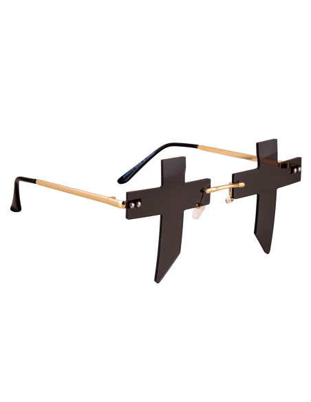 Lunettes gothiques noires à croix pour adulte
