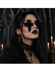 Lunettes gothiques noires à croix pour adulte