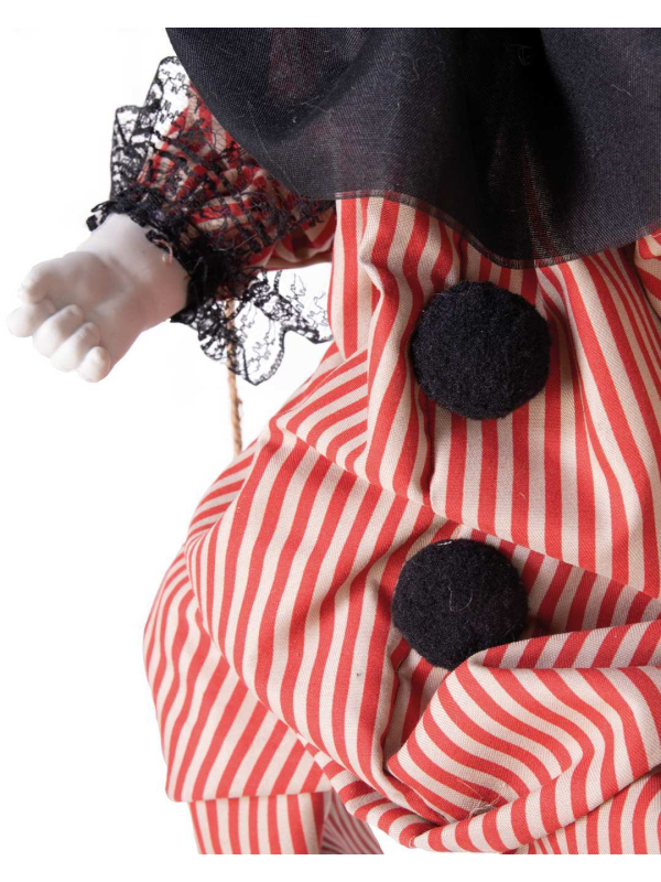 Clown maléfique sur balançoire animé, sonore et lumineux – 70 cm