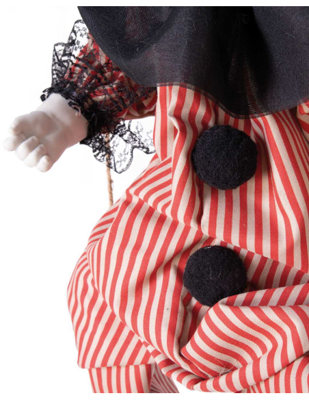 Clown maléfique sur balançoire animé, sonore et lumineux – 70 cm