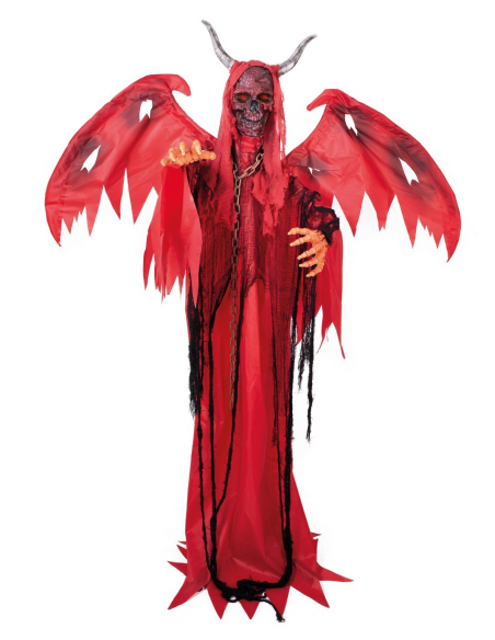 Automate diable ailé Halloween 180 cm – Animé, sonore et lumineux