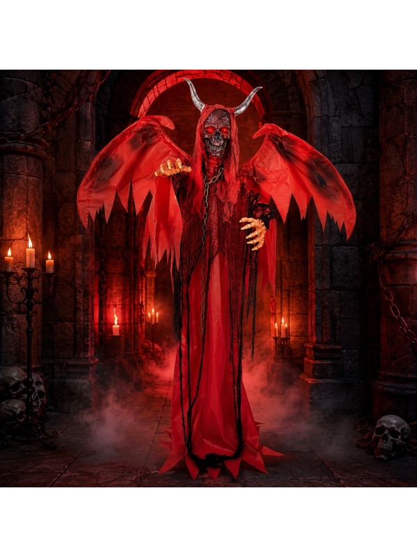Automate diable ailé Halloween 180 cm – Animé, sonore et lumineux