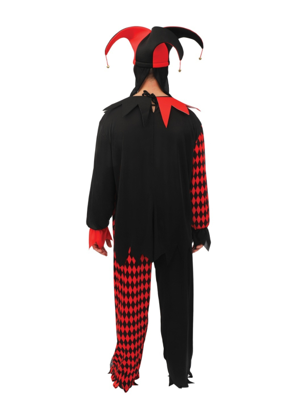 Déguisement clown arlequin Halloween adulte – rouge et noir