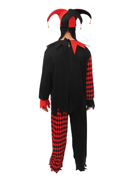 Déguisement clown arlequin Halloween adulte – rouge et noir