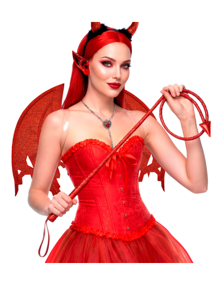 Fouet queue de diable rouge 180 cm – accessoire diablesse Halloween