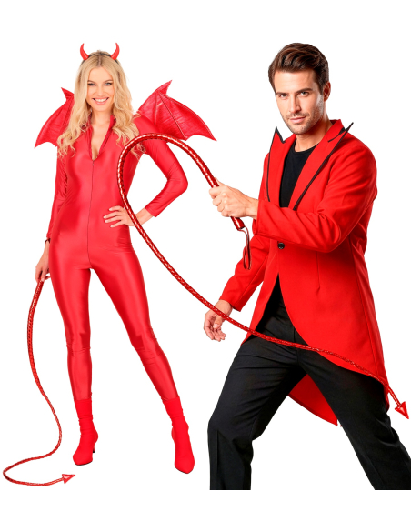 Fouet queue de diable rouge 180 cm – accessoire diablesse Halloween