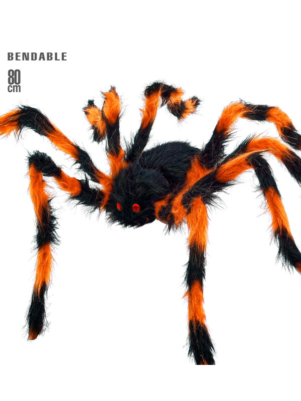 Araignée Halloween géante poilue 80 cm – pattes pliables