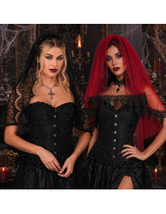 Voile gothique Halloween en dentelle – 2 couleurs