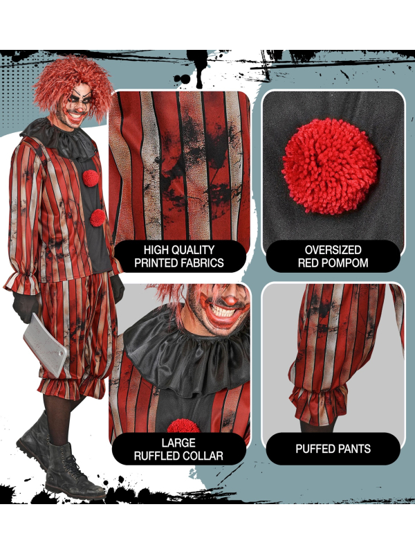 Déguisement clown maléfique homme – rouge et noir