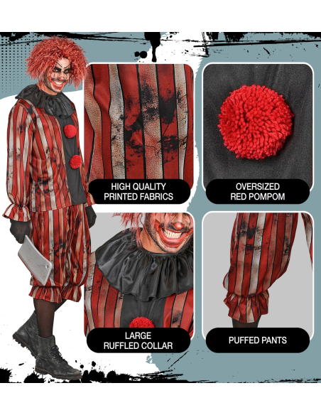 Déguisement clown maléfique homme – rouge et noir