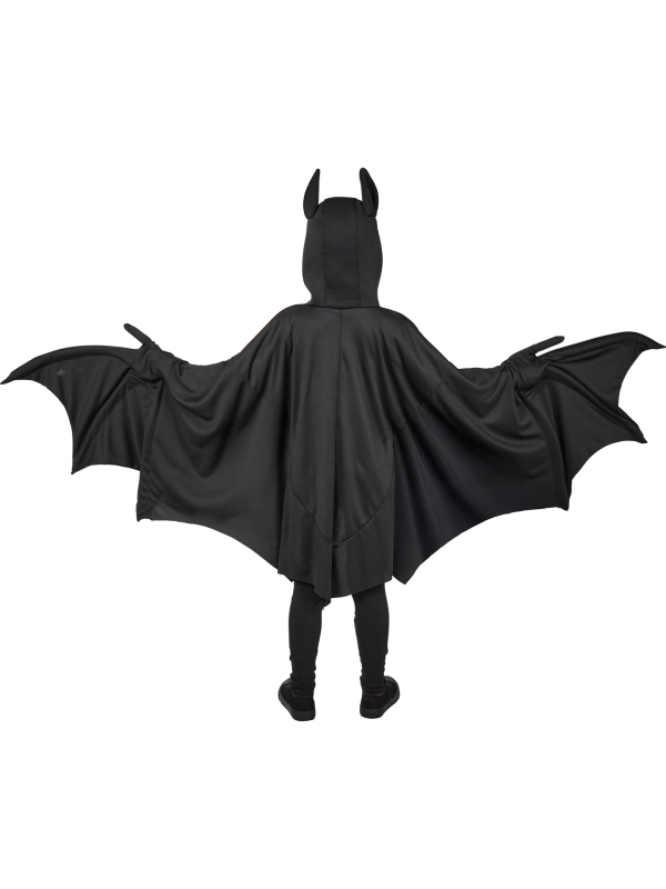 Déguisement chauve-souris enfant – cape noire à capuche et grandes ailes 7-9 ans