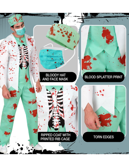 Déguisement médecin zombie homme – costume ensanglanté Halloween