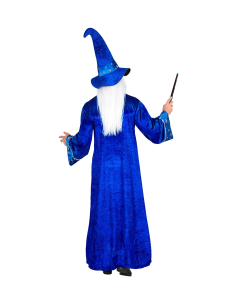 Déguisement magicien bleu étoilé adulte – robe et chapeau 2