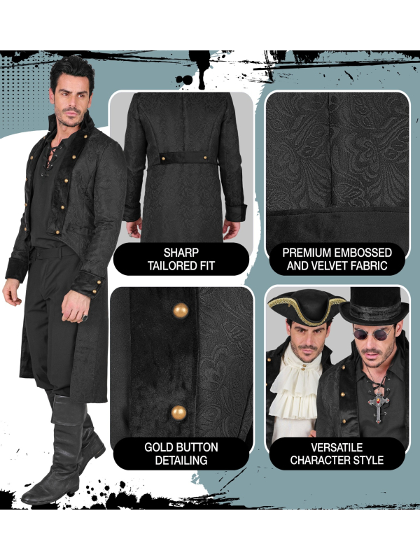 Manteau victorien homme noir – redingote gothique et steampunk