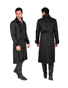 Manteau victorien homme noir – redingote gothique et steampunk 2