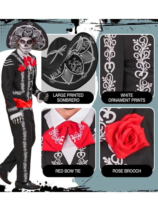 Déguisement mariachi Jour des Morts homme – sombrero inclus