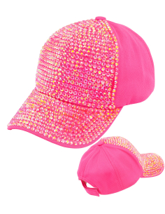 Casquette néon à strass rose – festival et années 80