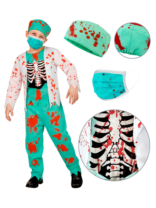 Déguisement médecin zombie enfant – costume ensanglanté 4 à 16 ans