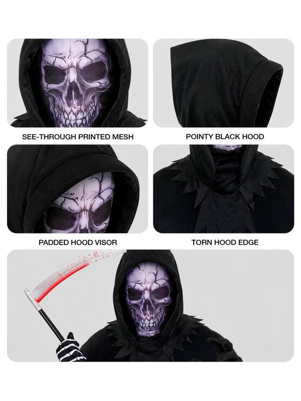 Masque Faucheuse à capuche – tête de mort Halloween
