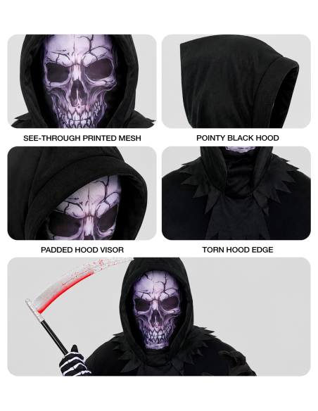 Masque Faucheuse à capuche – tête de mort Halloween