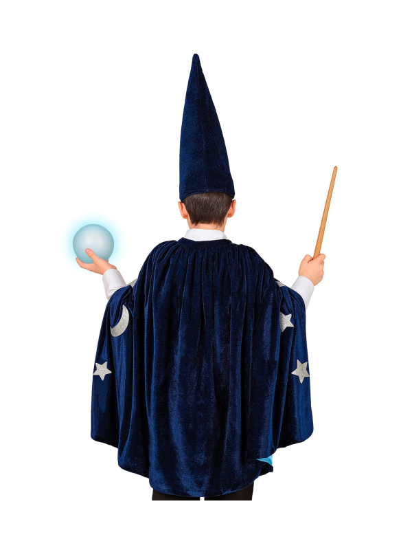 Déguisement magicien enfant 4-8 ans – cape bleue et chapeau étoilé