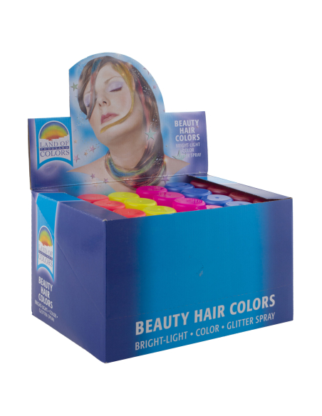 Lot de 24 sprays cheveux fluo 6 couleurs – soirée néon, festival et Halloween