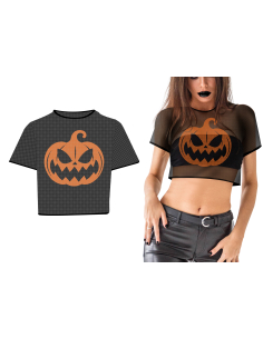 T-shirt résille citrouille femme noir et orange – Taille unique 2