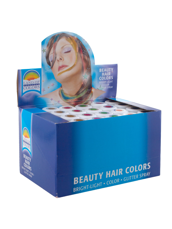 Lot de 24 sprays pailletés cheveux et corps – 6 couleurs