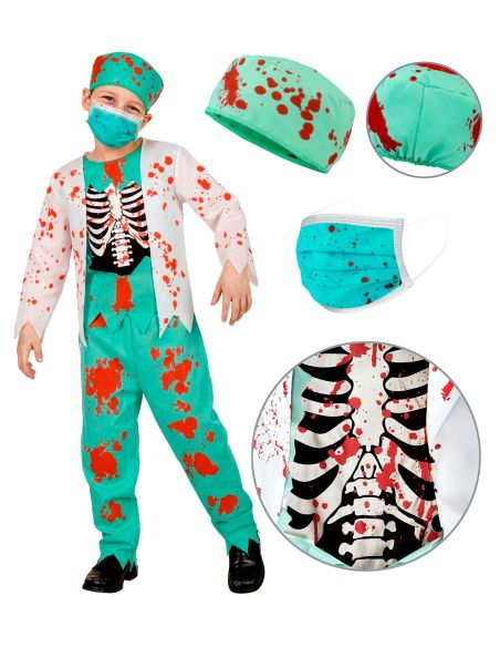 Déguisement docteur zombie garçon avec cage thoracique