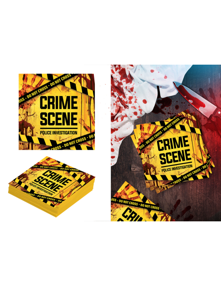 Lot de 20 serviettes Scène de crime 16 x 16 cm