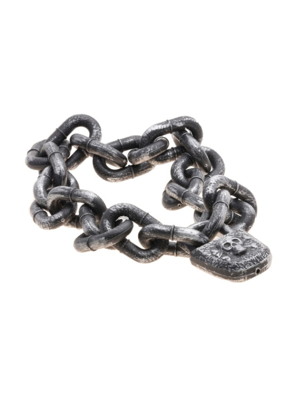 Chaîne de prisonnier avec cadenas tête de mort – 50 cm